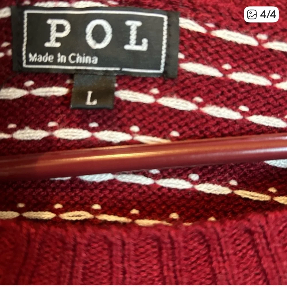 Pol Women's Burgundy Reindeer Sweater NEW size L-POL Brand- not oversized
